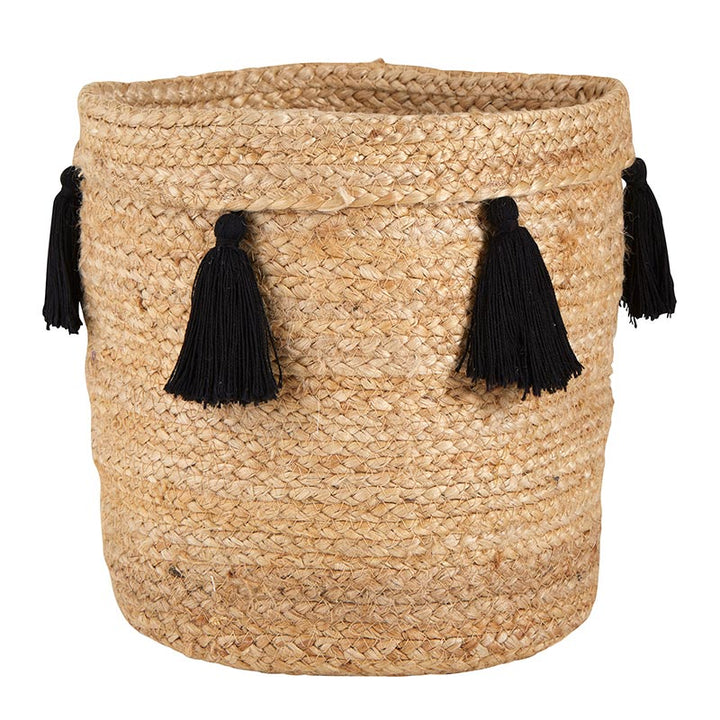 Jute Bag - Natural w/Black Tassels
