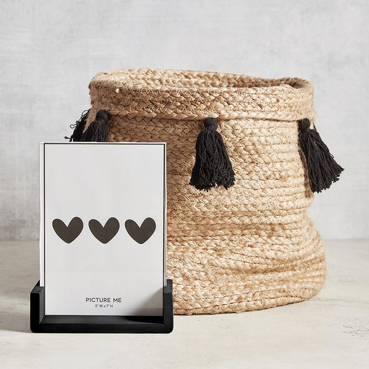 Jute Bag - Natural w/Black Tassels