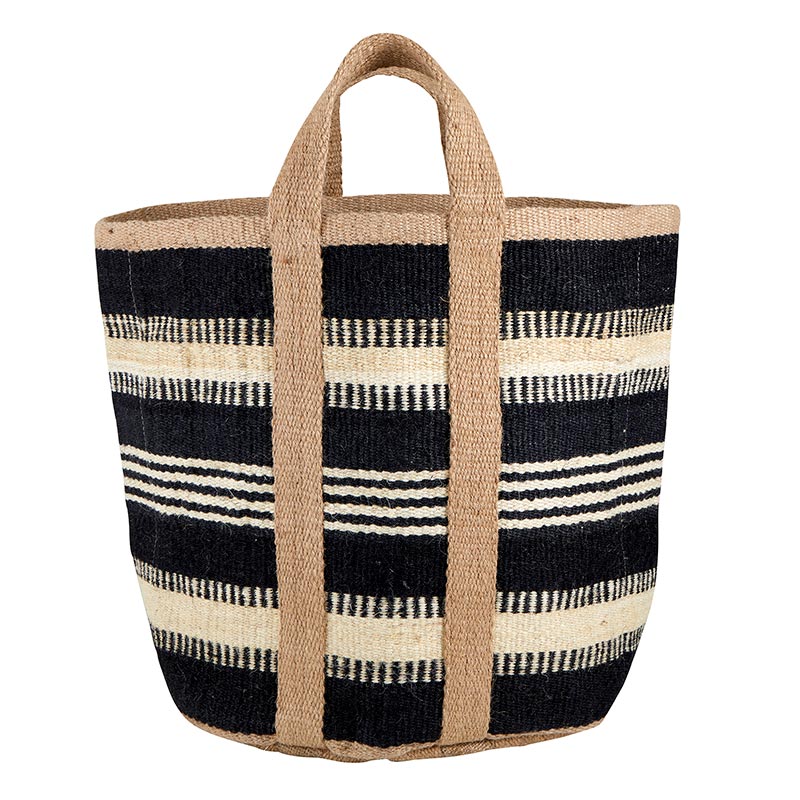 Jute Basket Bag - Black + Bleach