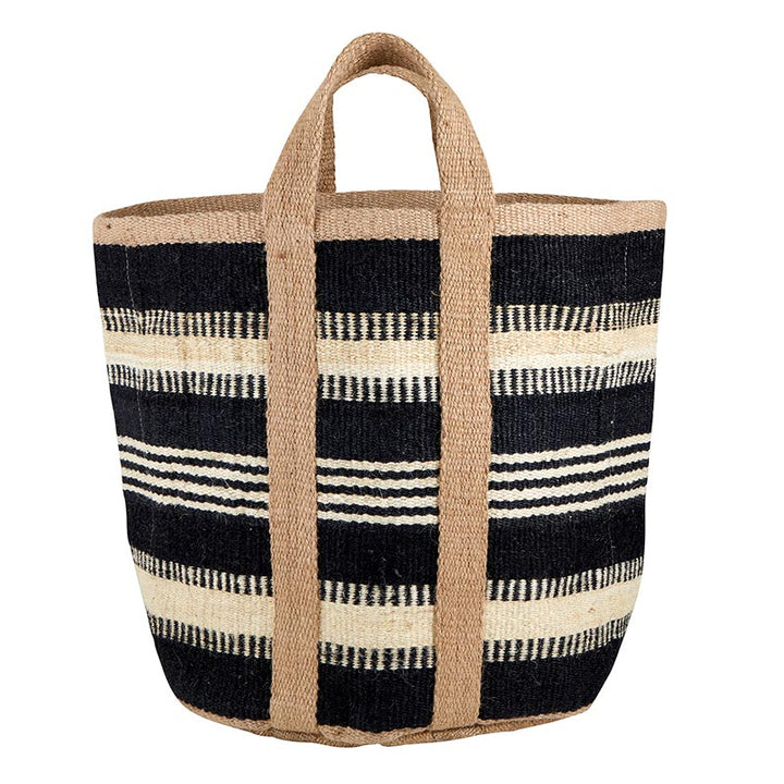 Jute Basket Bag - Black + Bleach