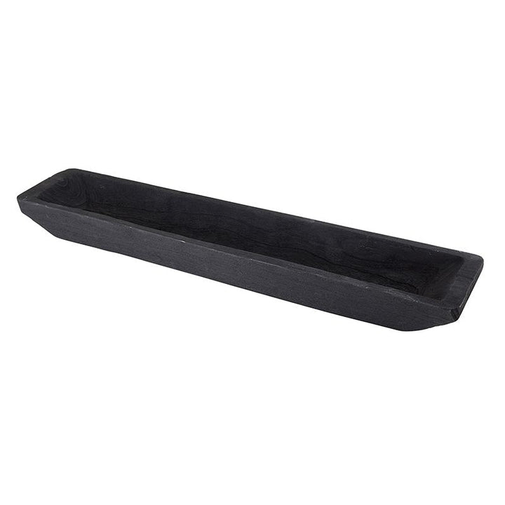 Wood Long Rectangular Tray - Paulownia Black