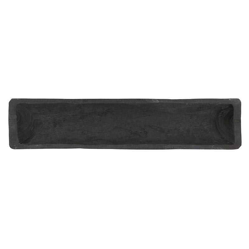 Wood Long Rectangular Tray - Paulownia Black