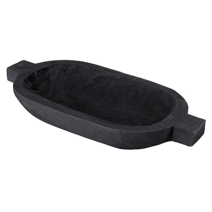Wood Small Double Handle Bowl - Paulownia Black