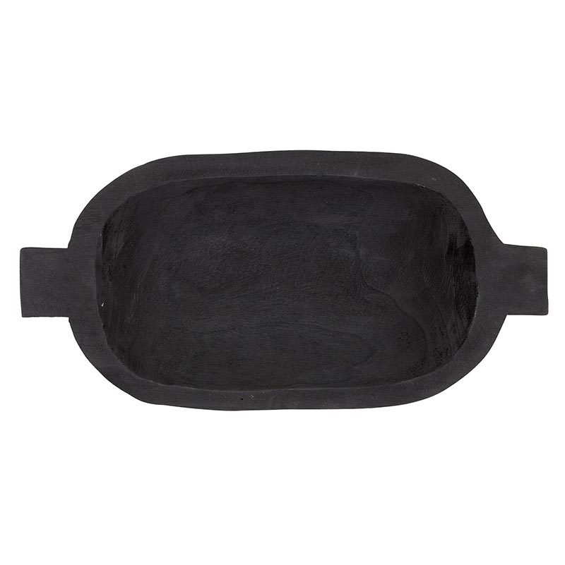Wood Small Double Handle Bowl - Paulownia Black