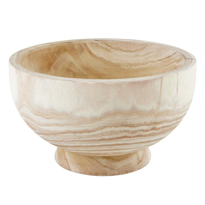 Wood Bowl With Base - Paulownia Natural