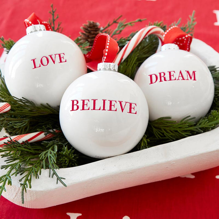 Ornament Set/3 - Believe/Love/ Dream