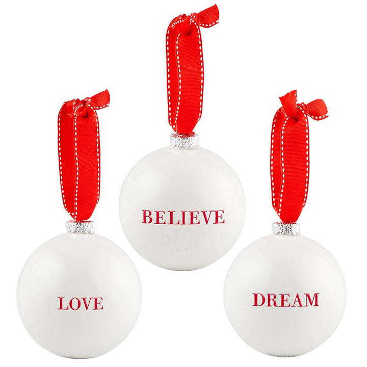 Ornament Set/3 - Believe/Love/ Dream
