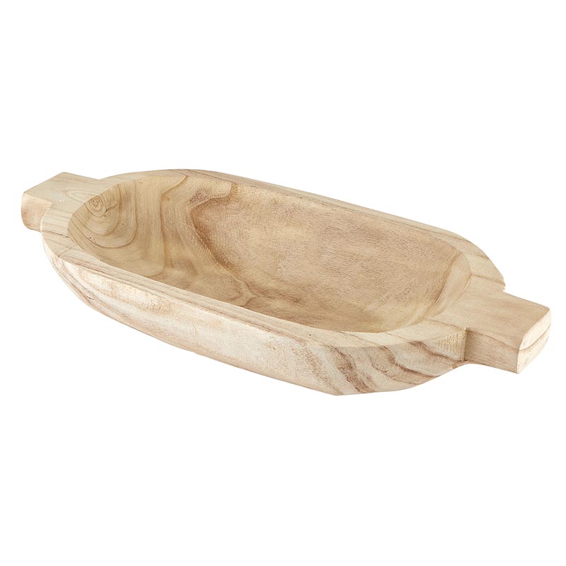 Wood Large Double Handle Bowl - Paulownia Natural