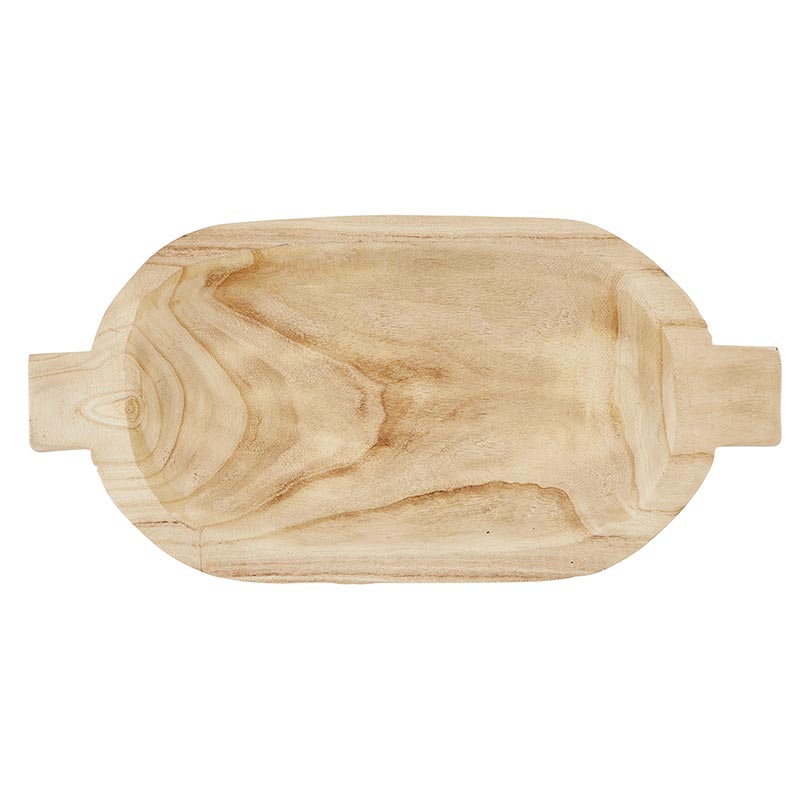 Wood Large Double Handle Bowl - Paulownia Natural