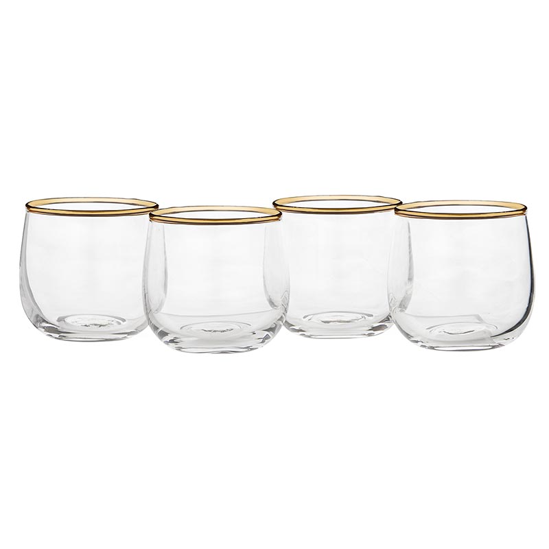 Mini Roly Poly Glass - Gold Rim