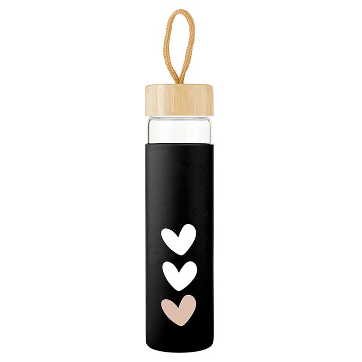 Glass Water Bottle - Hearts