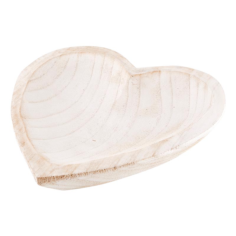 Paulownia Wood  Heart Bowl - White