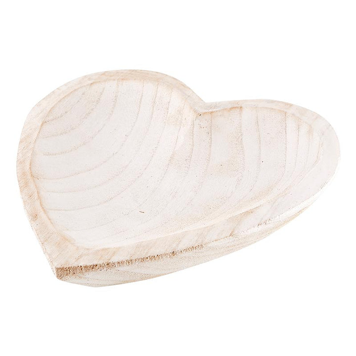 Paulownia Wood  Heart Bowl - White