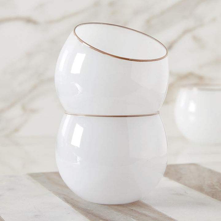 Roly Poly Glass - White w/Grey Rim