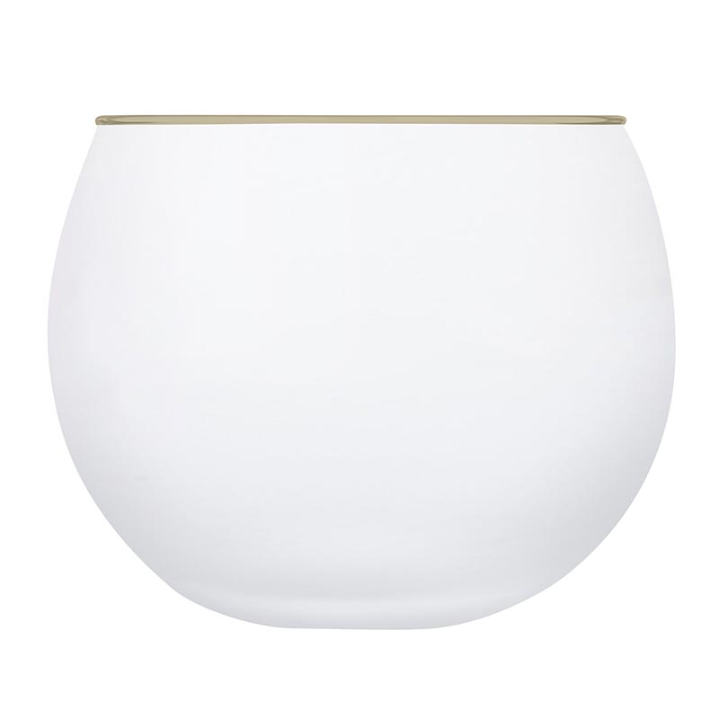 Roly Poly Glass - White w/Grey Rim