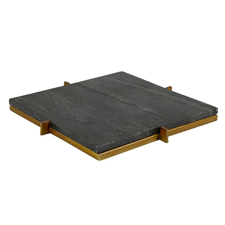 Black Marble Tray w/Metal Stand