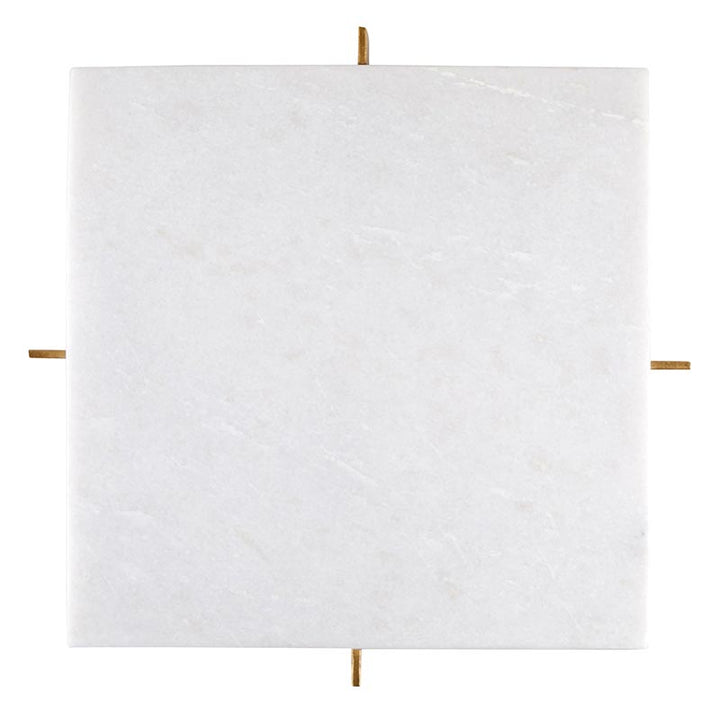 White Marble Tray w/Metal Stand
