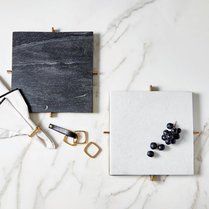 White Marble Tray w/Metal Stand