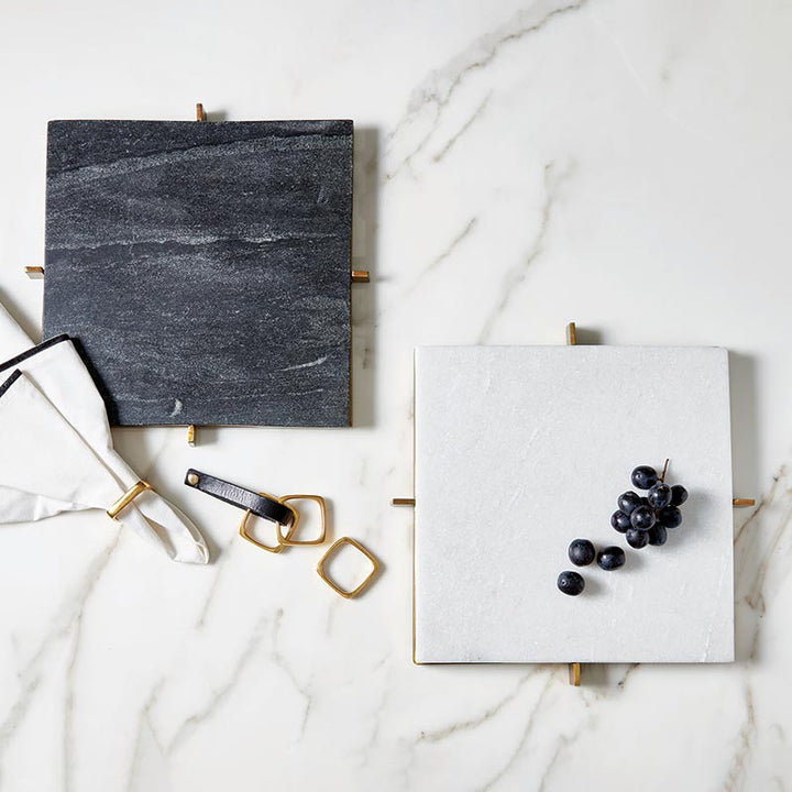White Marble Tray w/Metal Stand