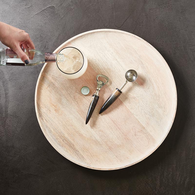 Round Serving Tray - Light Wash