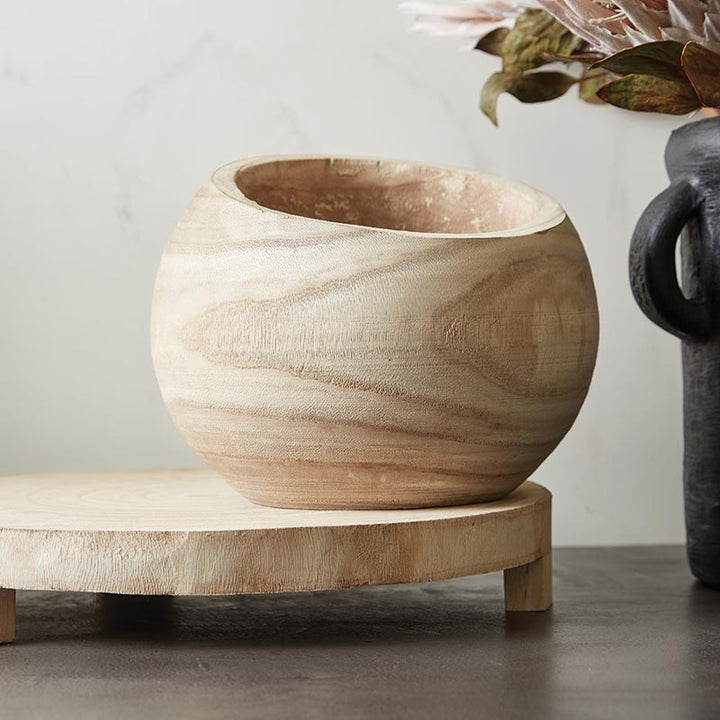 Paulownia Wood Assymetrical Bowl - Natural