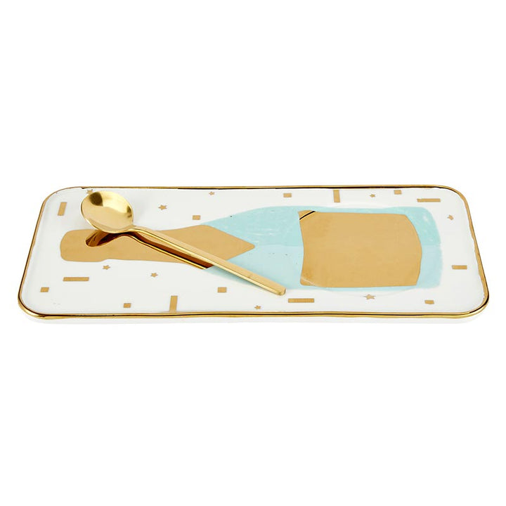 Mug, Tray And Spoon Set - Pop Clink Cheers