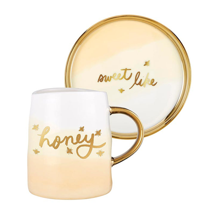 Artisanal Mug and Saucer Set - Honey