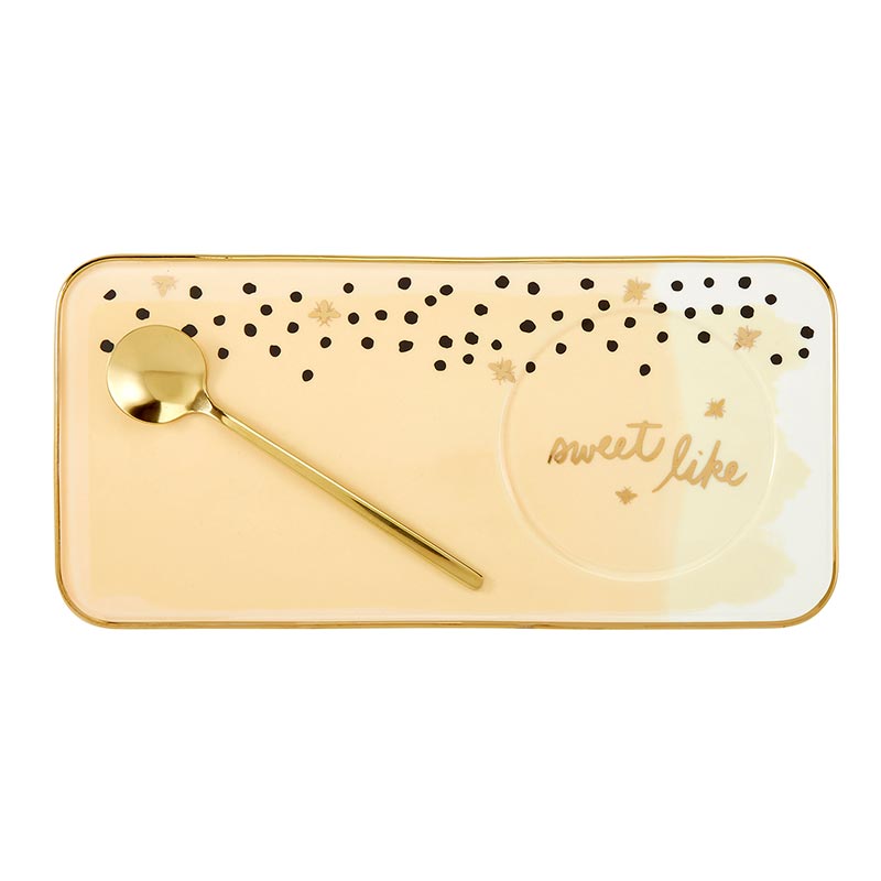 Mug, Tray And Spoon Set - Honey