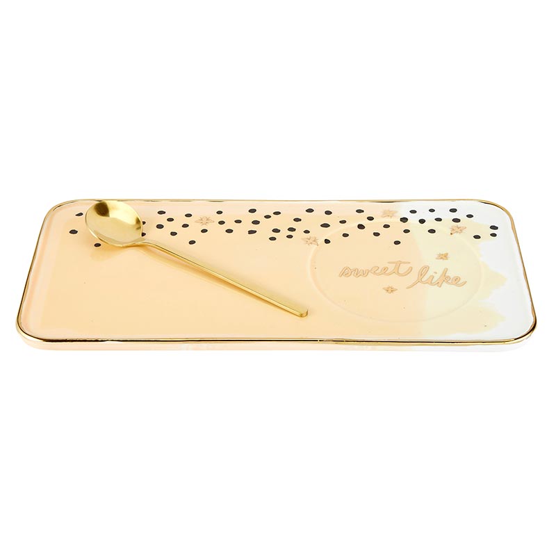 Mug, Tray And Spoon Set - Honey