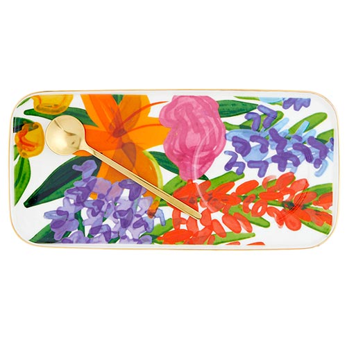 Mug, Tray And Spoon Set - Floral