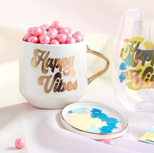Mug and Coaster Lid - Happy Vibes