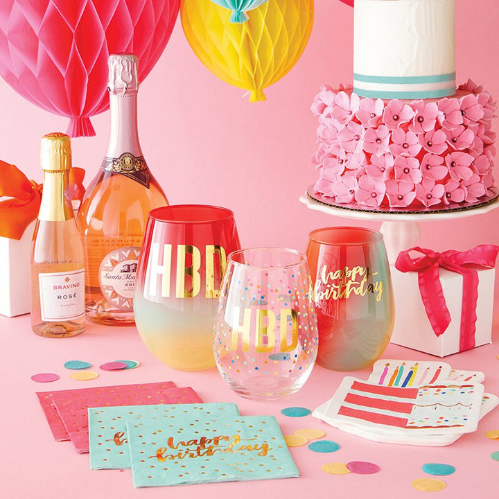 Stemless Wine Glass - Happy Birthday