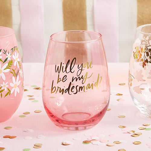Stemless Wine Glass - Be My Bridesmaid