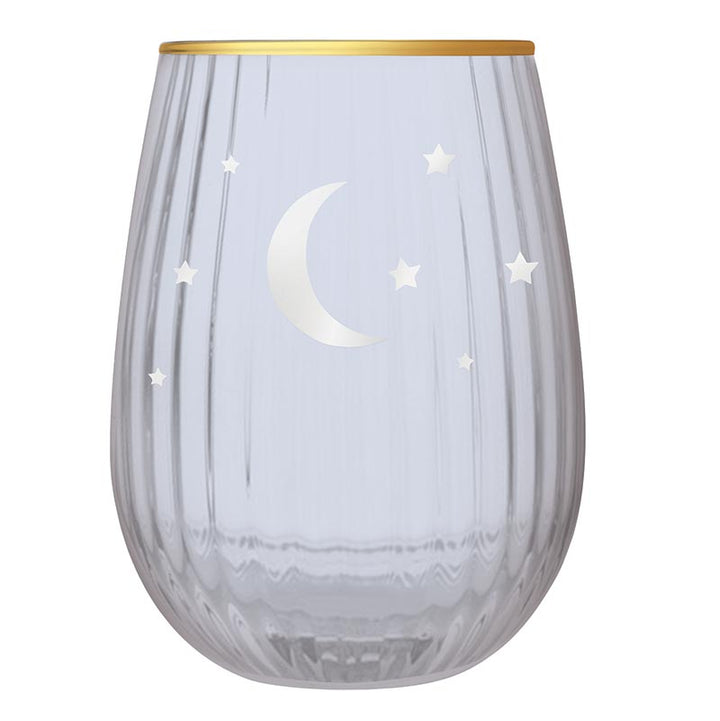 Beveled Stemless Wine Glass - Moon
