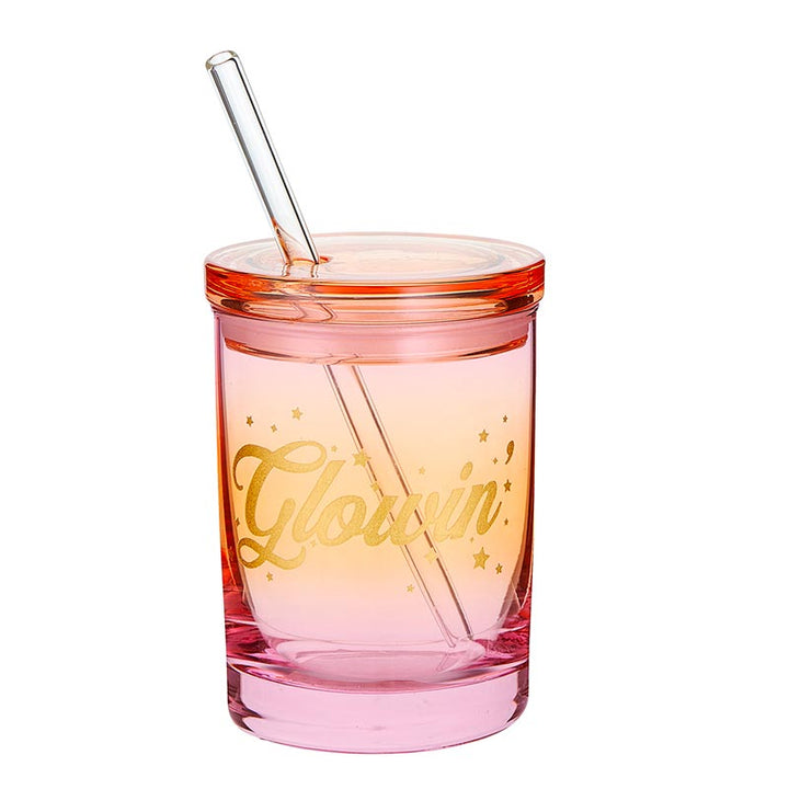 Glass DOF w/Lid & Straw - Glowin