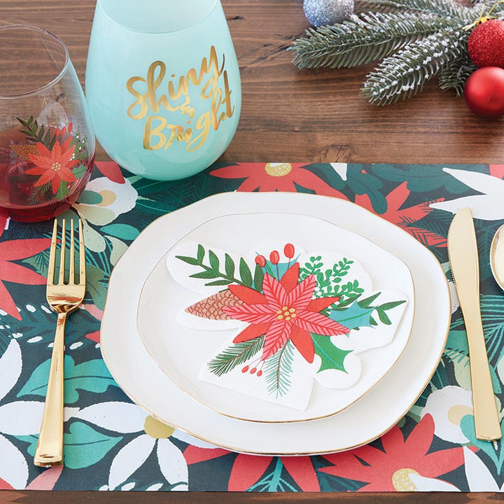 Slant Paper Placemat - Poinsettia Pattern