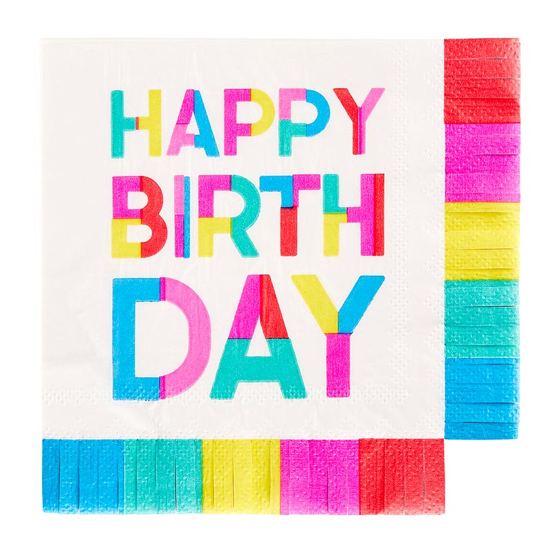Fringe Beverage Napkins - Happy Birthday