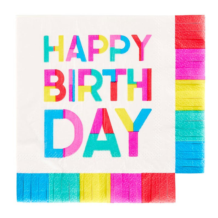 Fringe Beverage Napkins - Happy Birthday