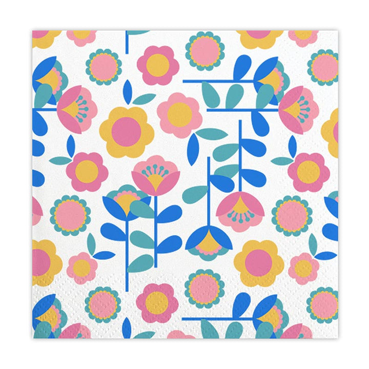 Beverage Napkins - Retro Flowers