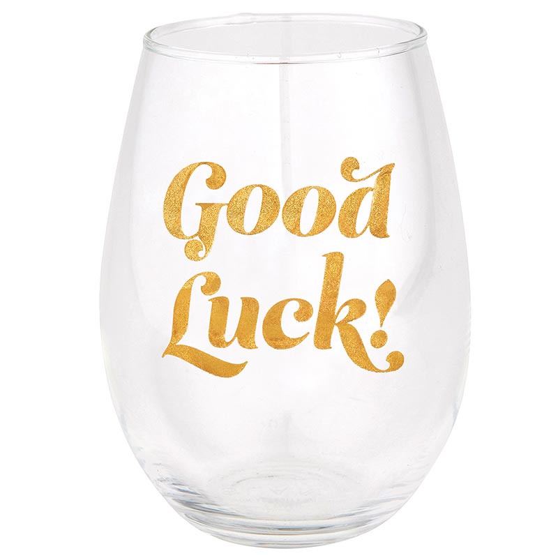 Jumbo Stemless Wine Glass - Good Luck!