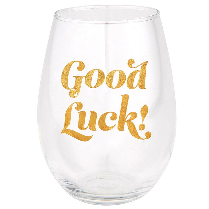 Jumbo Stemless Wine Glass - Good Luck!
