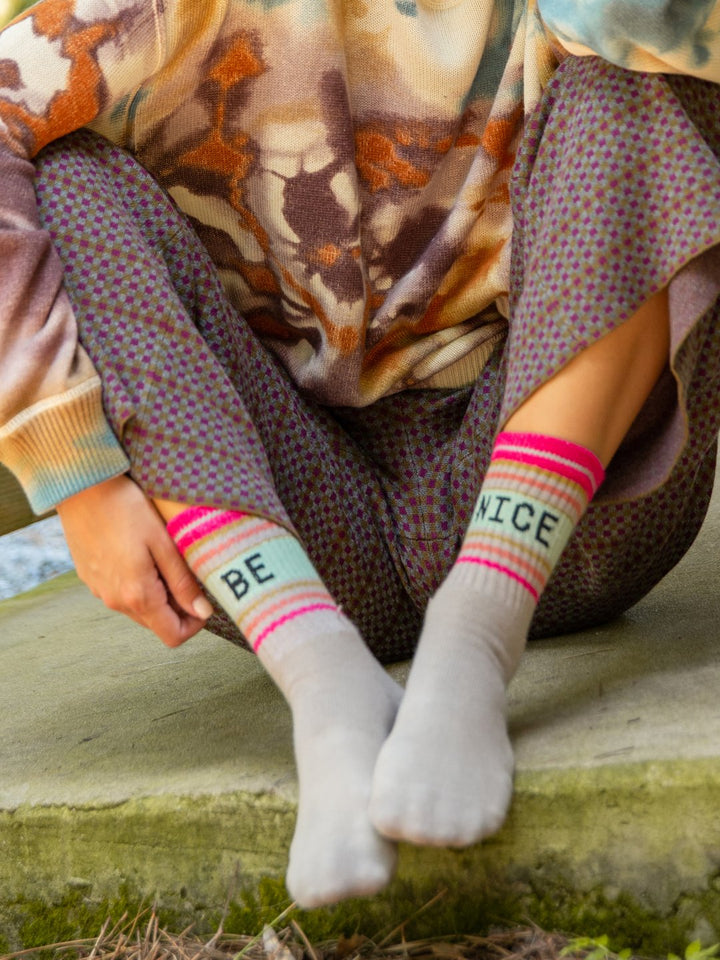 Striped Crew Sock Be Nice
