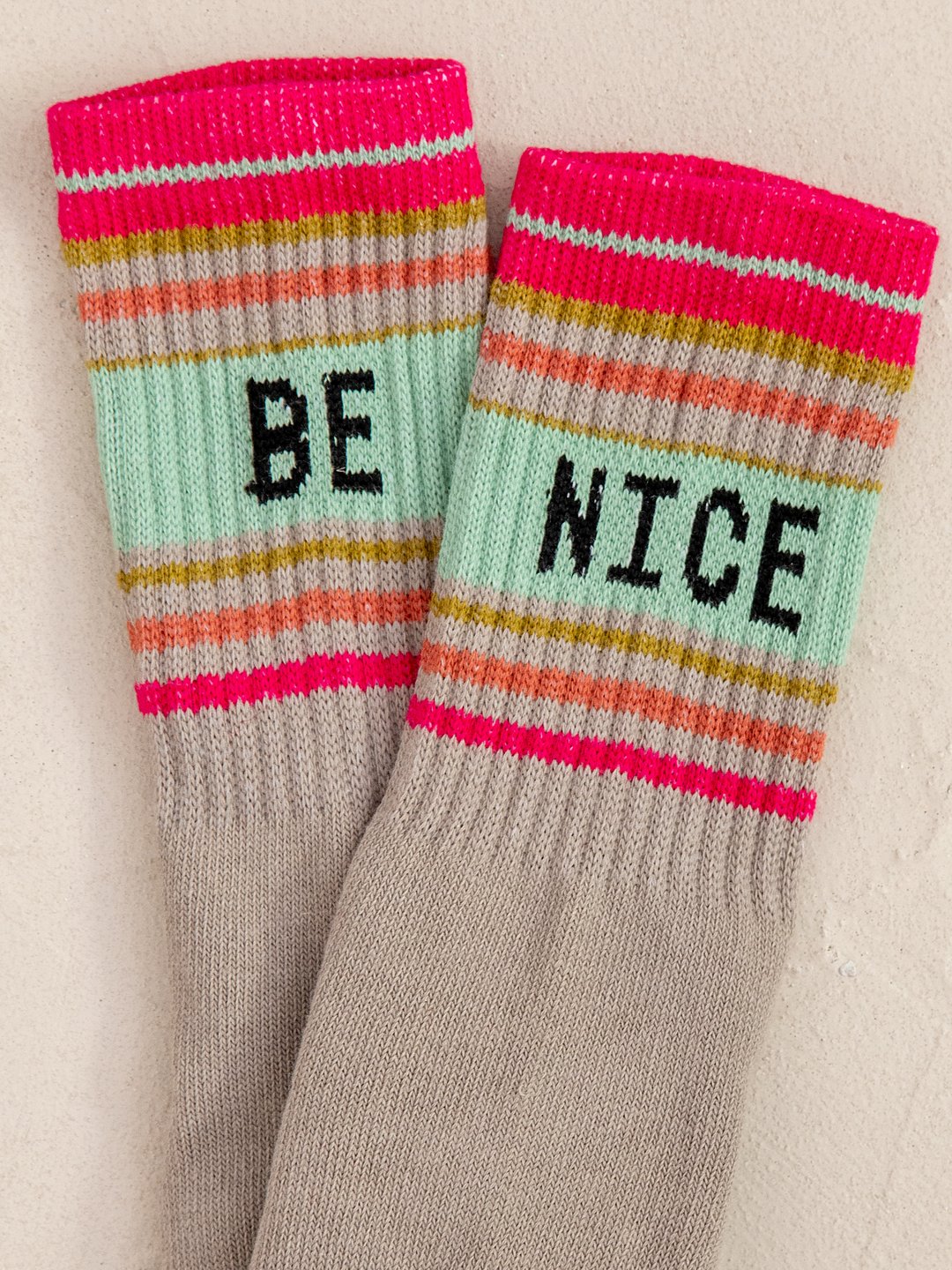 Striped Crew Sock Be Nice