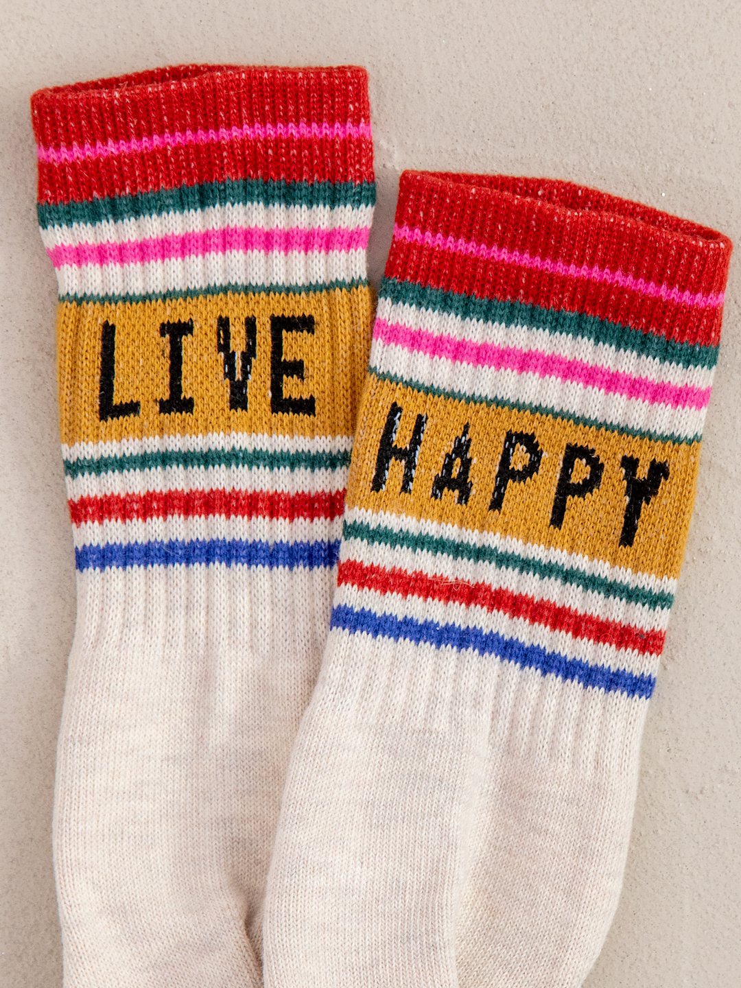 Striped Crew Sock Live Happy