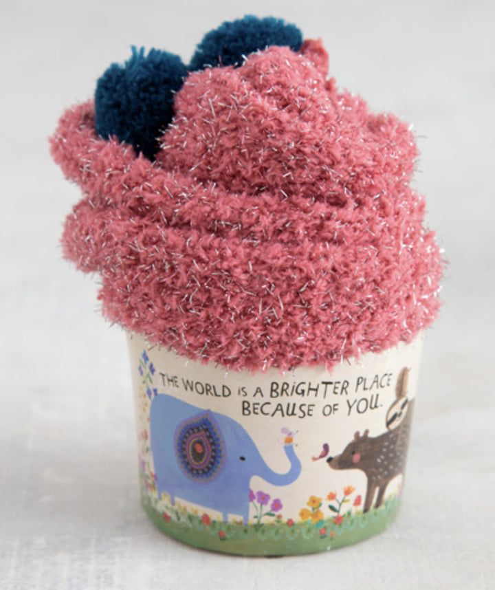 Cupcake Sock The World Better Pink