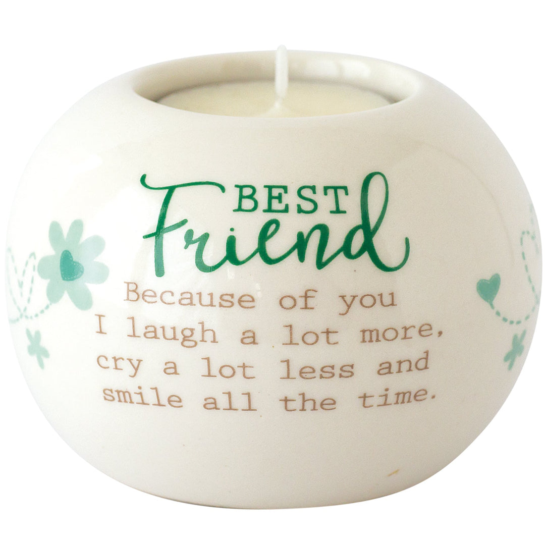 Ceramic Tealight Holder Round Best Friend