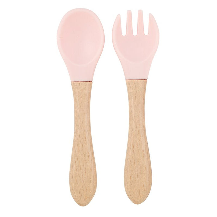 Silicone Spoon + Fork - Pink