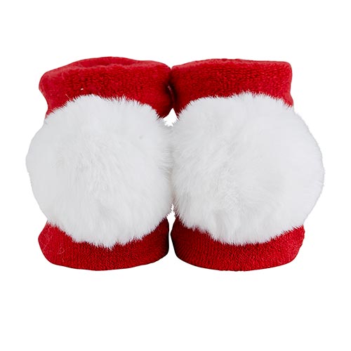 Pompom Socks - Red+White Fur