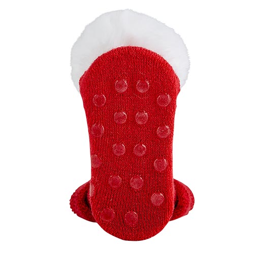 Pompom Socks - Red+White Fur