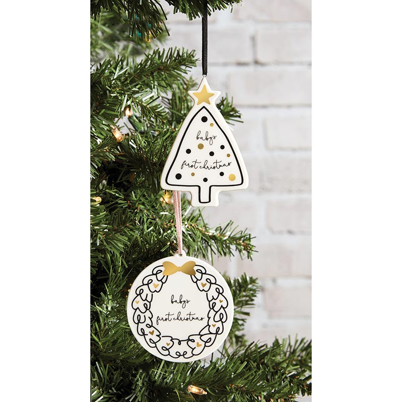 Baby's 1st Xmas Ornament - Pink Wreath